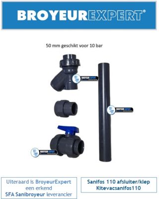 Sanifos 110 afsluiter/klep Kitevacsanifos110 www.broyeurexpert.nl