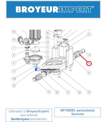 NP100062 aansluitstuk Sanicom www.broyeurexpert.nl