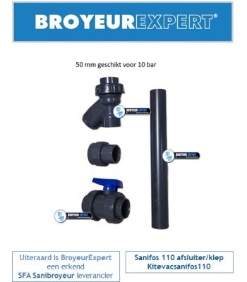 Sanifos 110 afsluiter/klep Kitevacsanifos110 www.broyeurexpert.nl