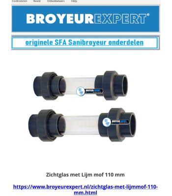 Zichtglas met Lijm mof 110 mm
