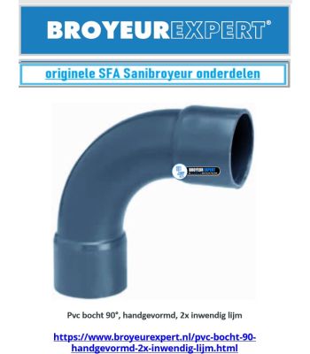 Pvc bocht 90°, handgevormd, 2x inwendig lijm