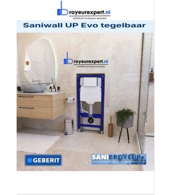 Saniwall UP Evo tegelbaar inbouwreservoir met Sanibroyeur en Geberit frame