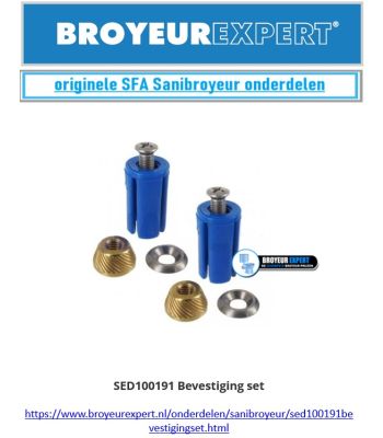 SED100191 Bevestiging set
https://www.broyeurexpert.nl/onderdelen/sanibroyeur/sed100191bevestigingset.html